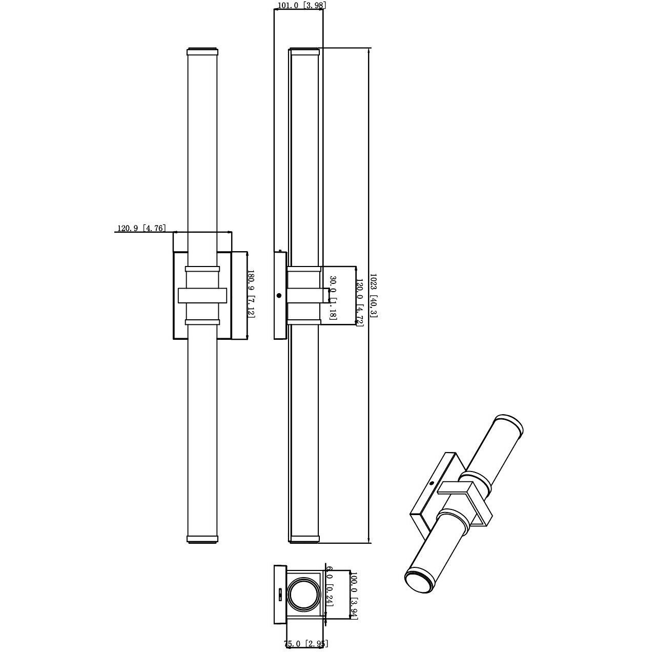 Idris LED 40.5 inch Chrome Bath Vanity Wall Light