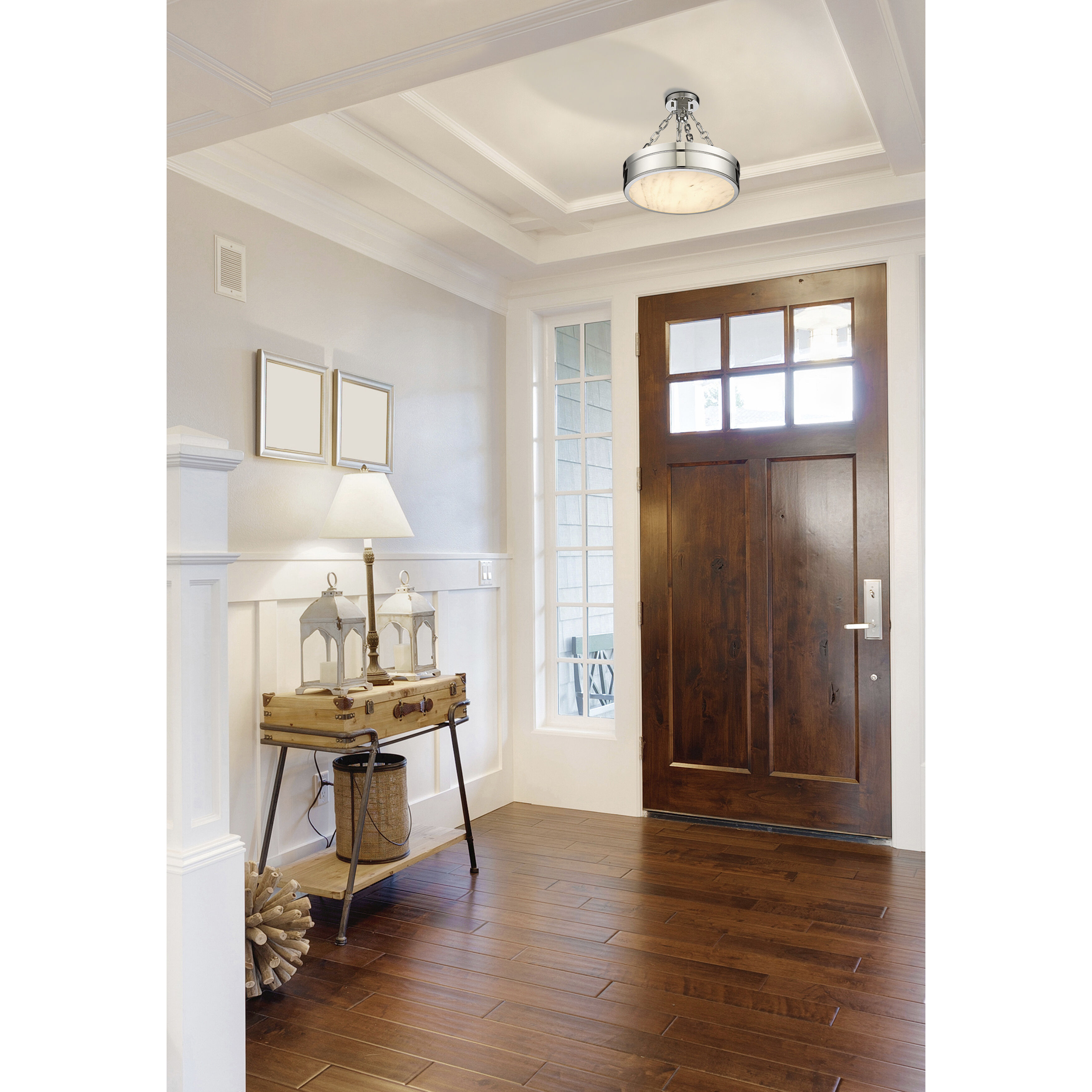 Anders LED 15 inch Polished Nickel Semi Flush Mount Ceiling Light