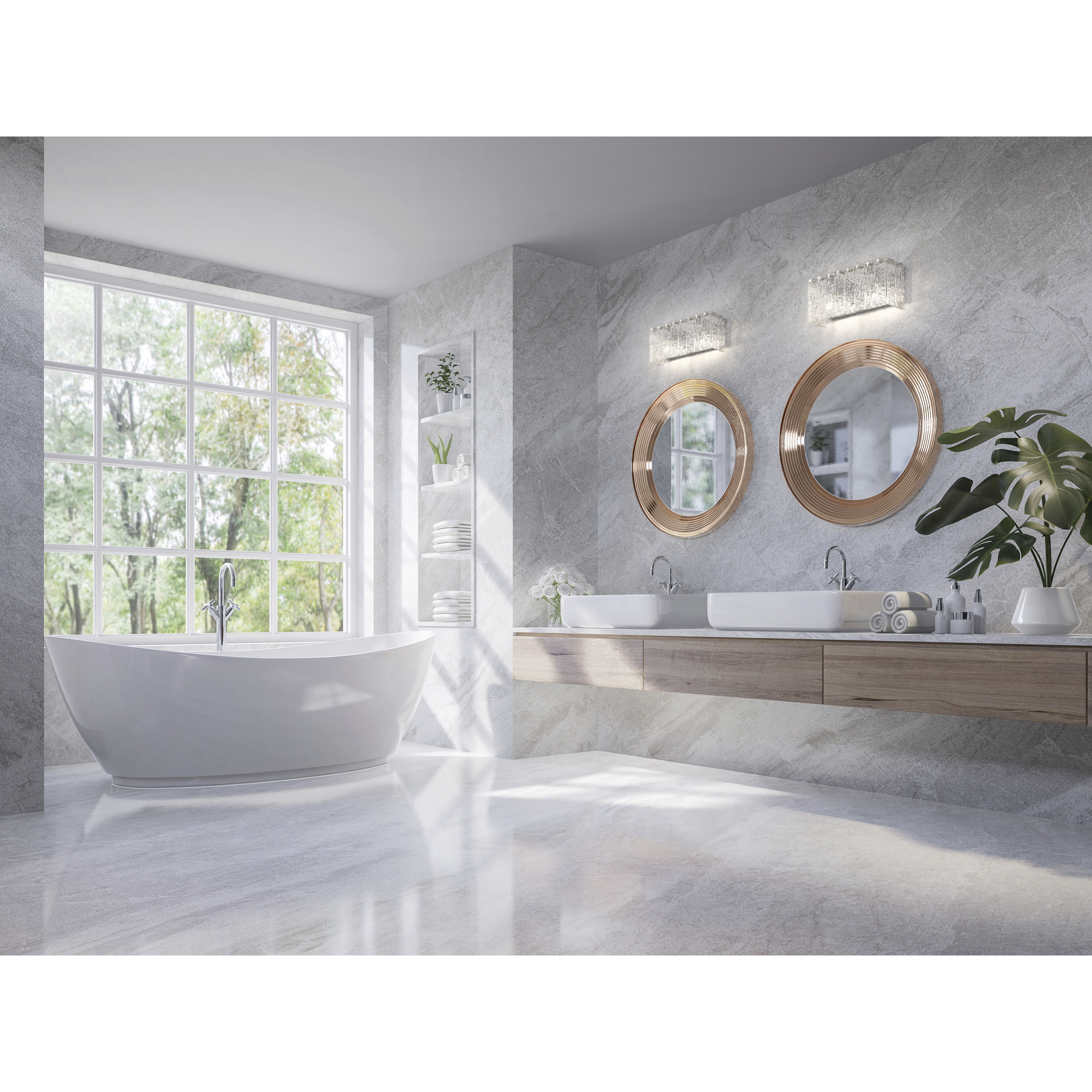 Glacier 2 Light 15 inch Chrome Vanity Wall Light