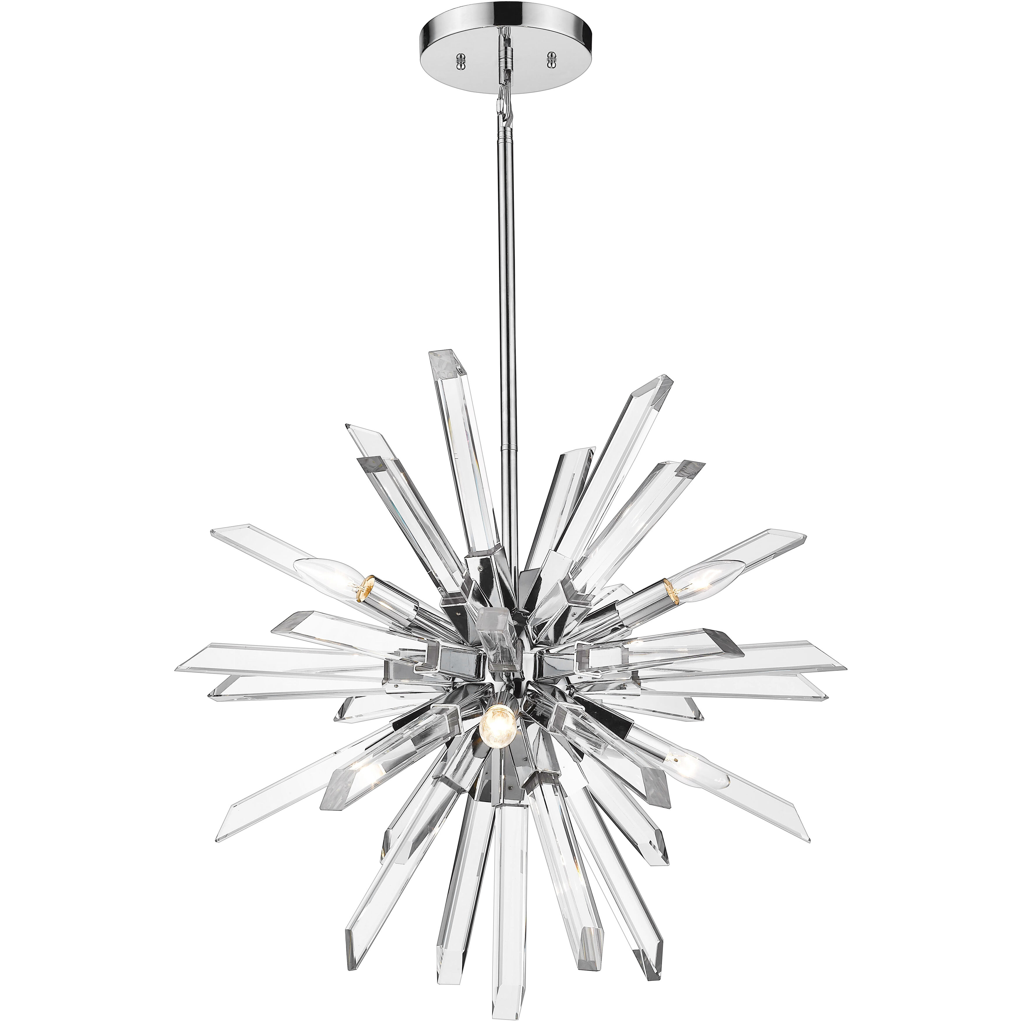 Burst 6 Light 24.75 inch Chrome Chandelier Ceiling Light in 33