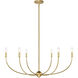Shannon 6 Light 42 inch Rubbed Brass Chandelier Ceiling Light