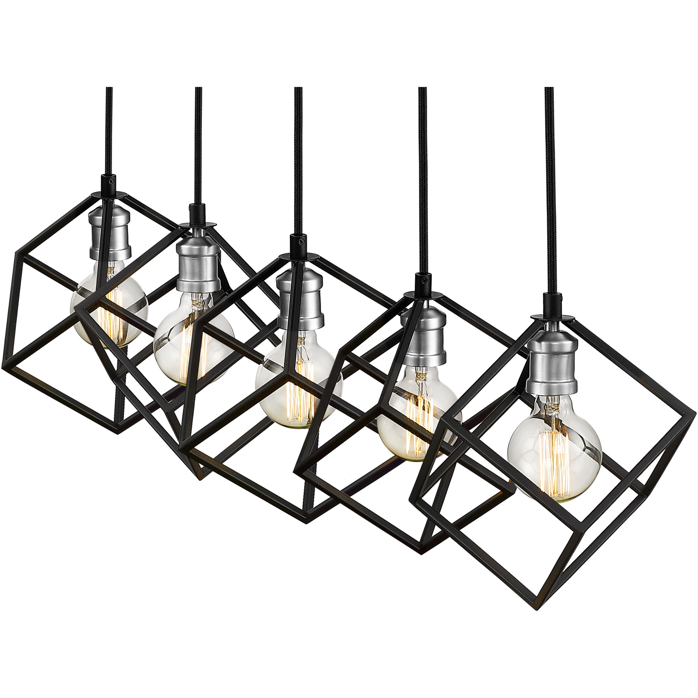 Vertical 5 Light 54 inch Matte Black and Brushed Nickel Linear Chandelier Ceiling Light