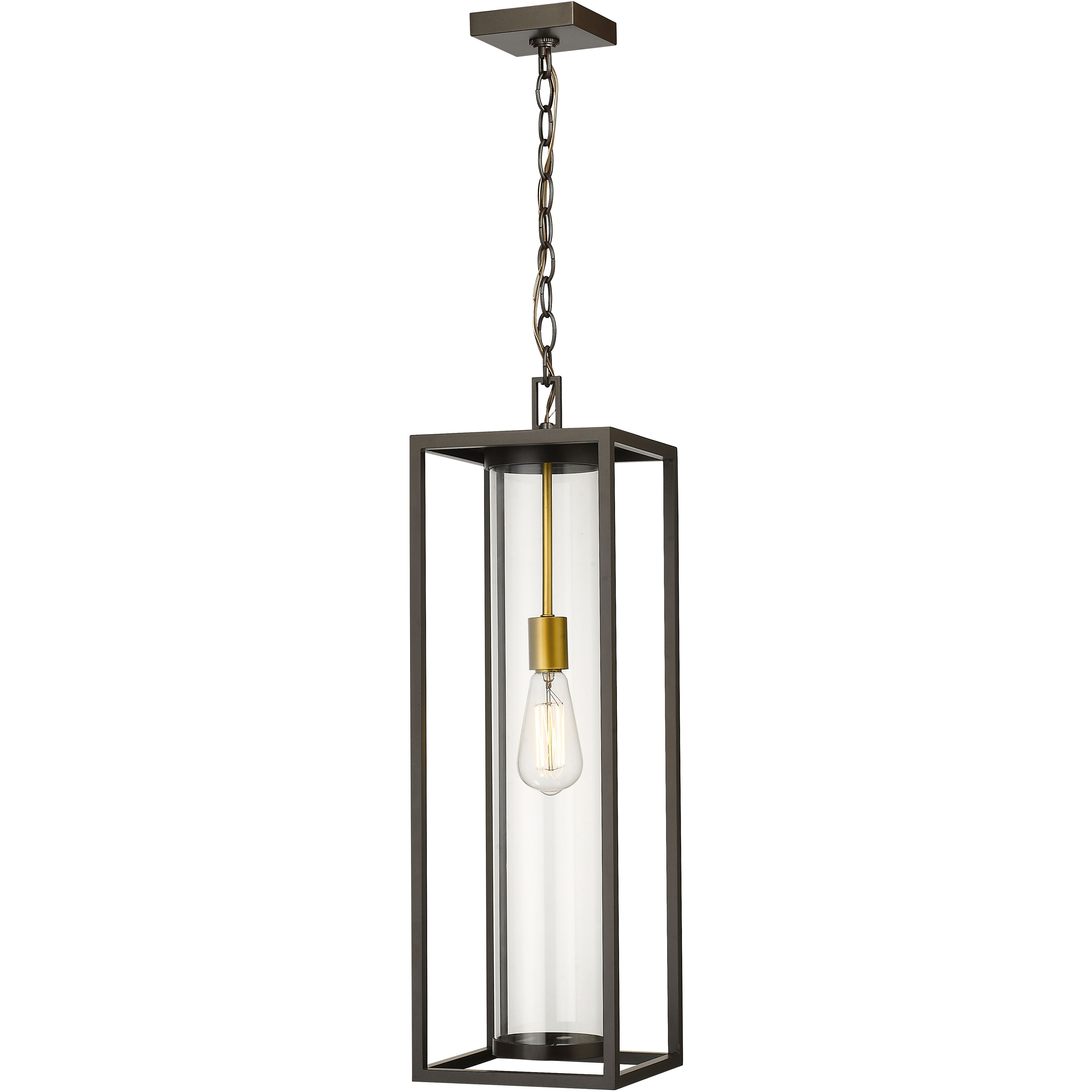 Dunbroch 1 Light 8 inch Deep Bronze and Outdoor Brass Outdoor Chain Mount Ceiling Fixture