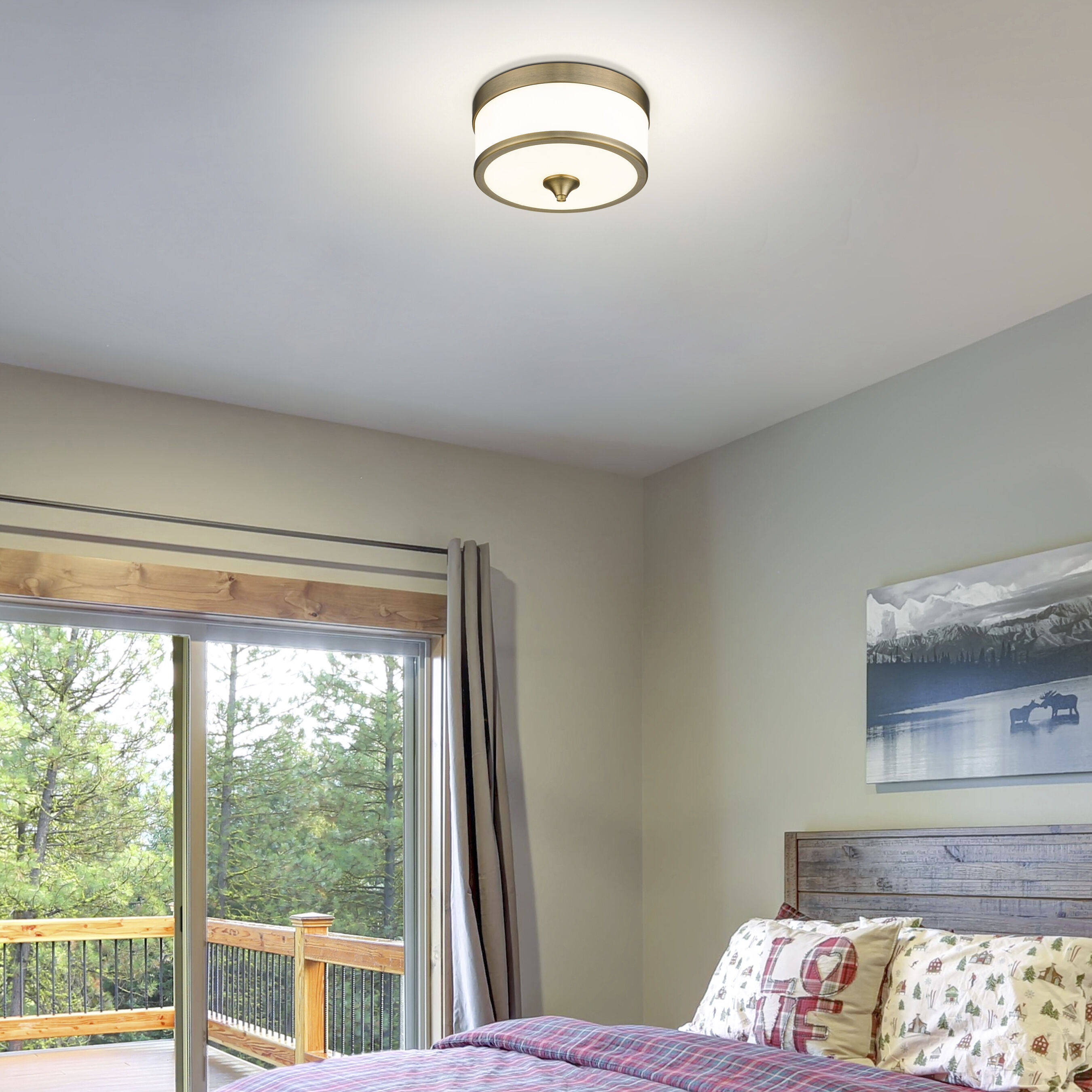 Cosmopolitan 3 Light 13.75 inch Heritage Brass Flush Mount Ceiling Light