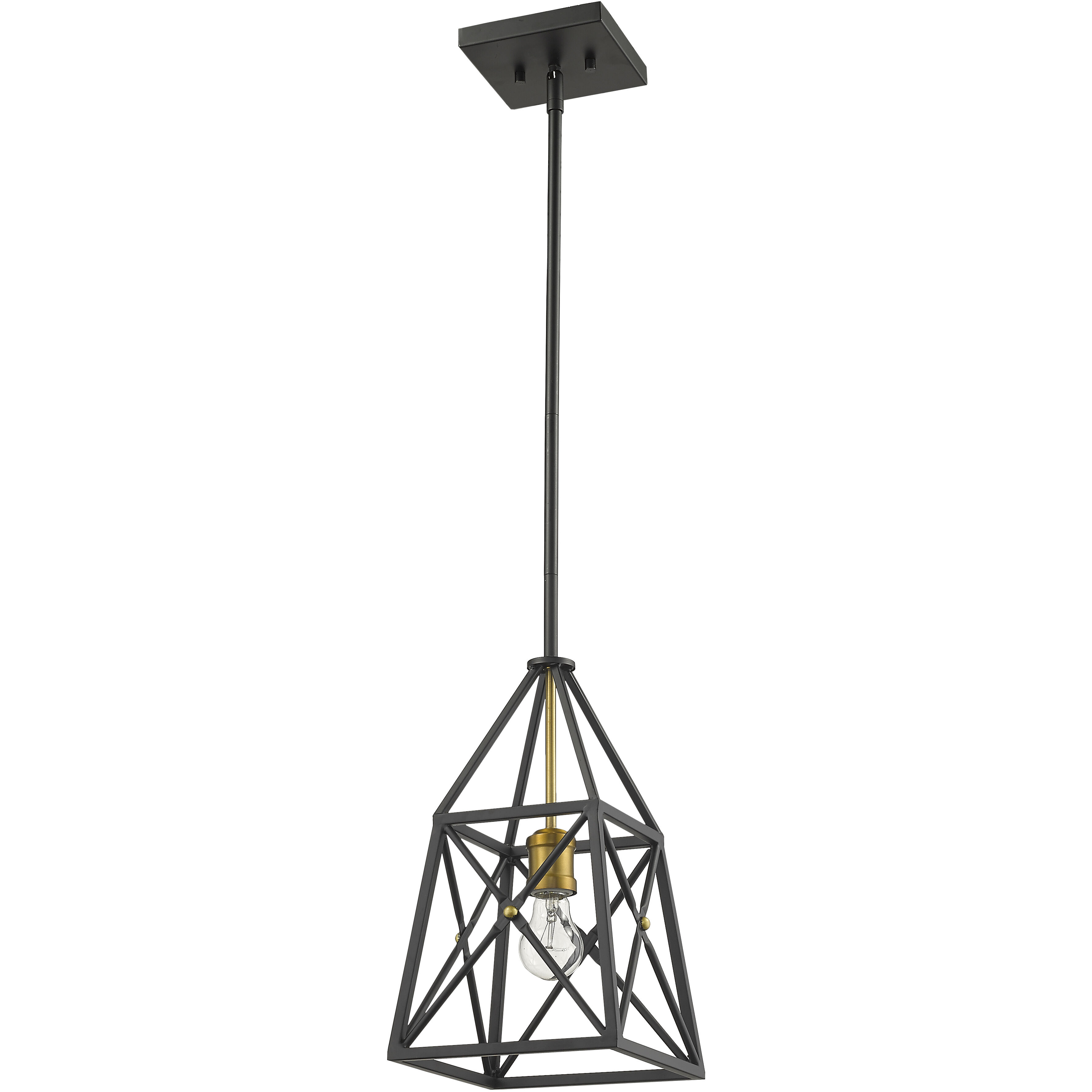 Trestle 1 Light 8 inch Matte Black and Olde Brass Pendant Ceiling Light in 5