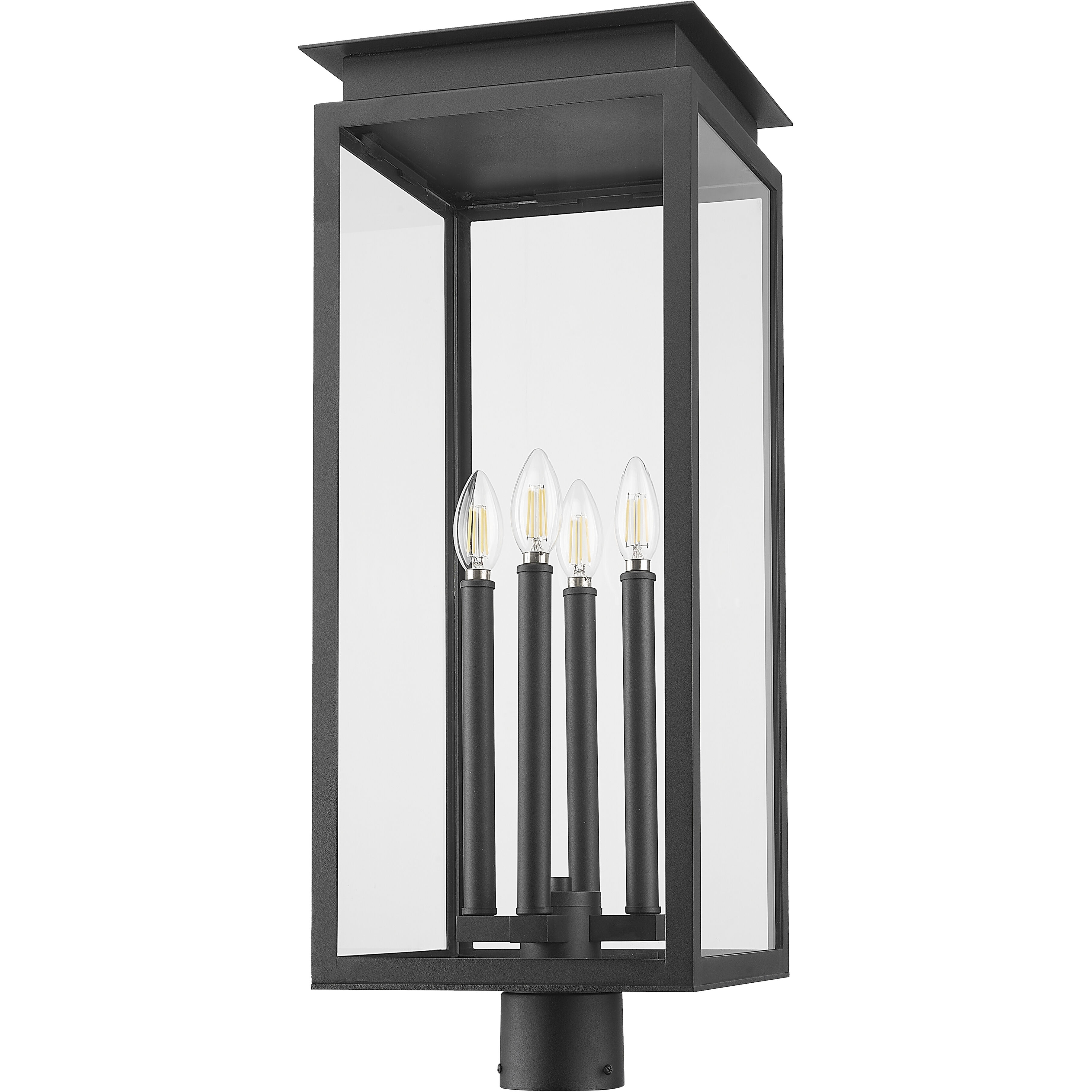Nova 4 Light 27.5 inch Black Outdoor Post Mount Fixture in Clear Glass