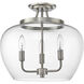 Joliet 3 Light 15.75 inch Brushed Nickel Semi Flush Mount Ceiling Light