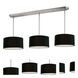 Albion 9 Light 60 inch Brushed Nickel Linear Chandelier Ceiling Light in Black Fabric
