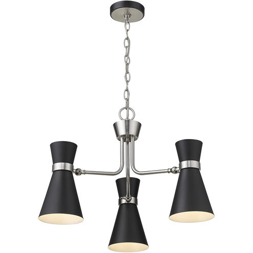 Soriano 3 Light 23.5 inch Matte Black and Brushed Nickel Chandelier Ceiling Light