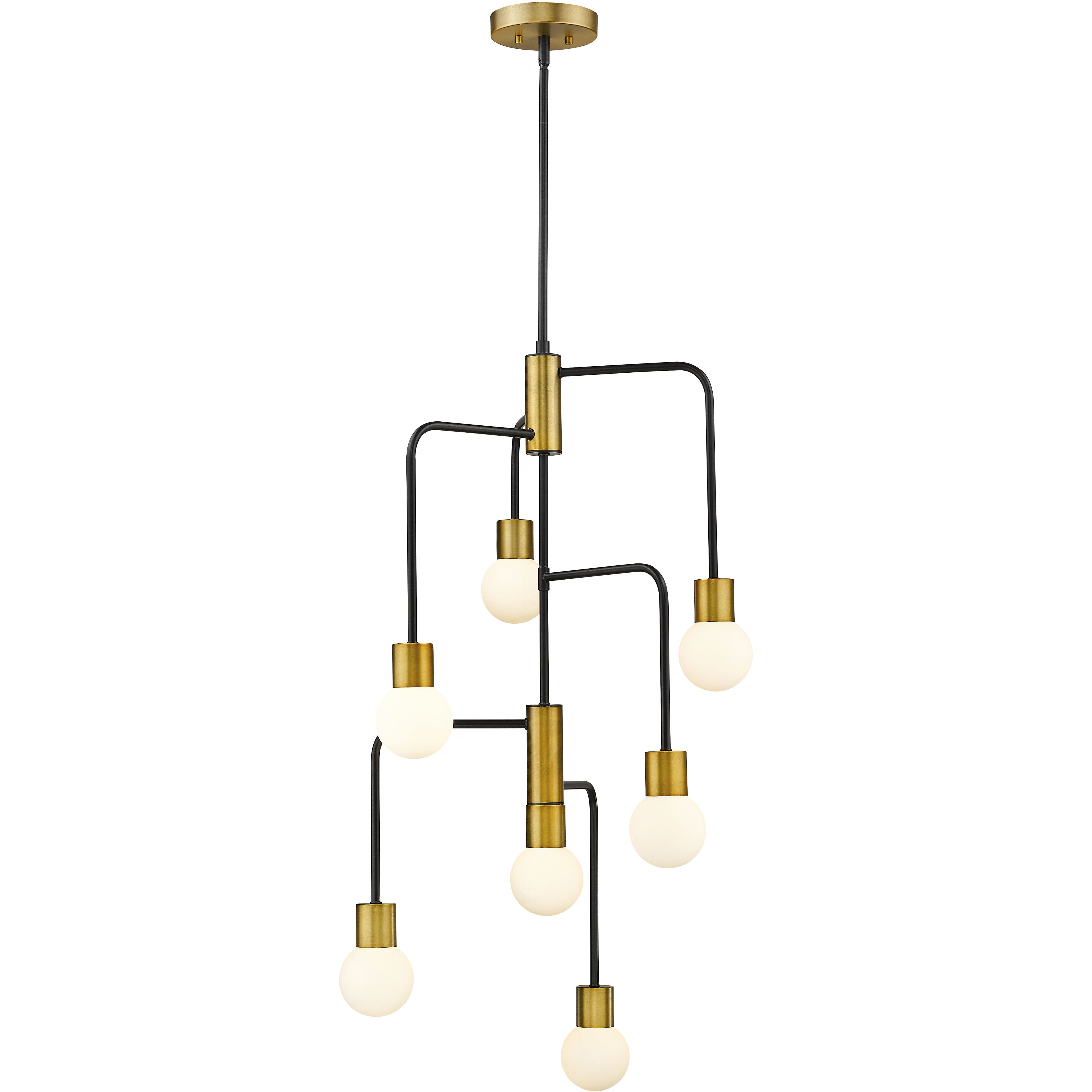 Neutra 7 Light 22.5 inch Matte Black and Foundry Brass Chandelier Ceiling Light