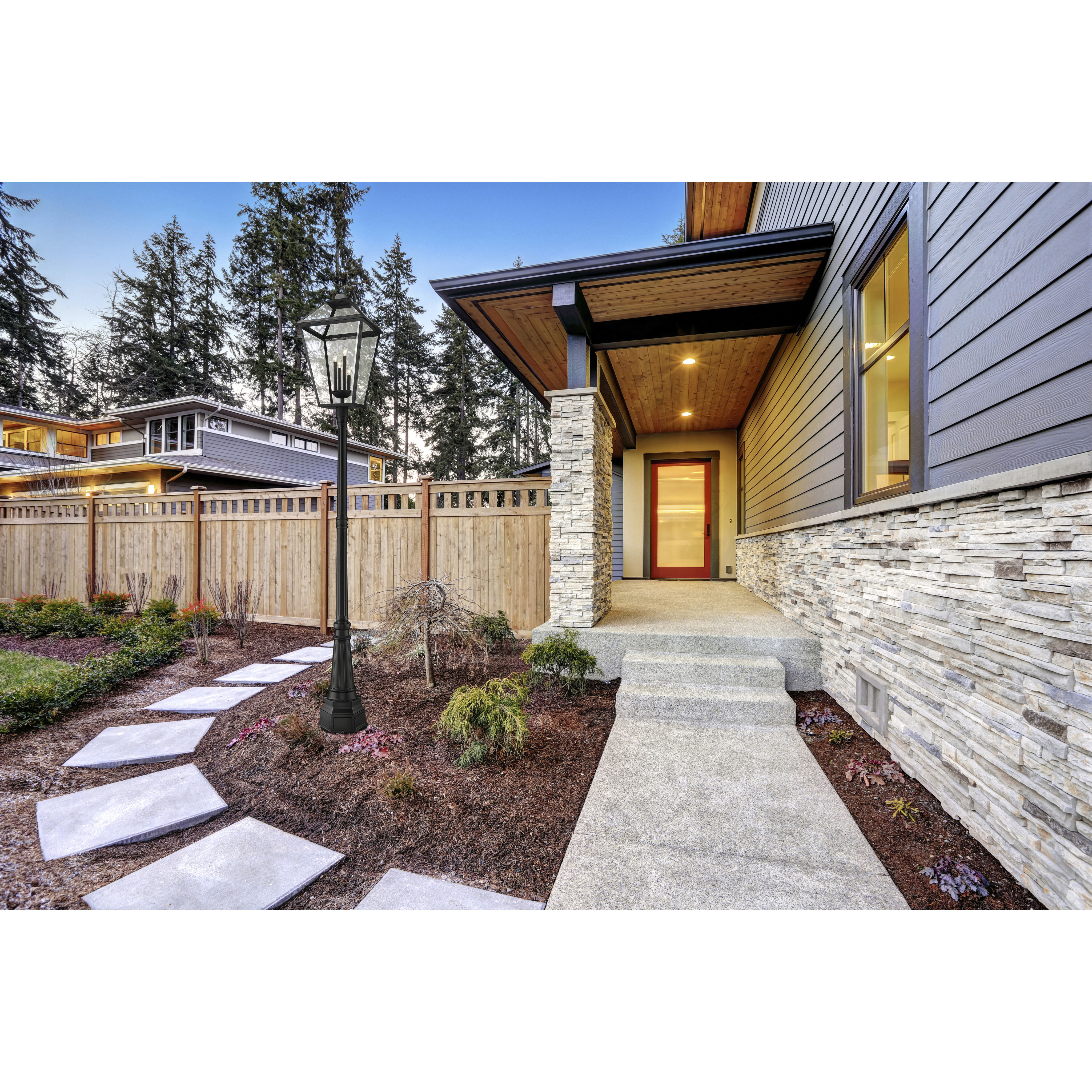 Talbot 4 Light 116.75 inch Black Outdoor Post Mounted Fixture