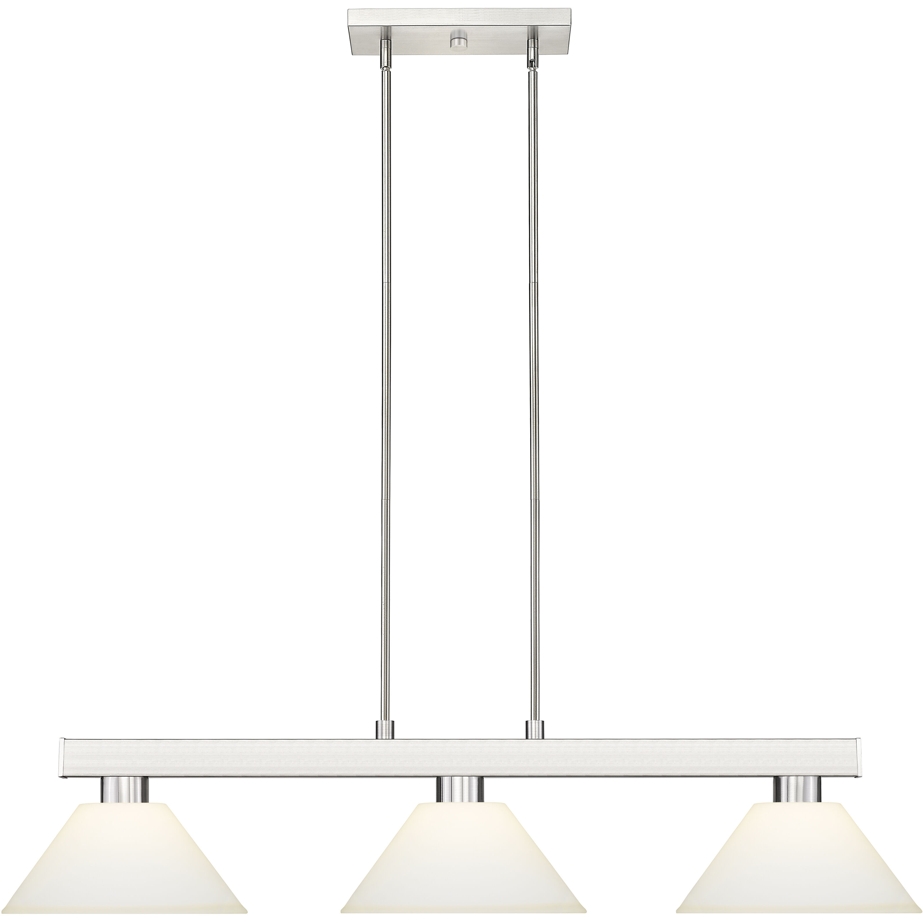 Cobalt 3 Light 46 inch Brushed Nickel Billiard Ceiling Light in Angular Matte Opal Glass