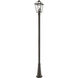 Talbot 3 Light 113.75 inch Oil Rubbed Bronze Outdoor Post Mounted Fixture in Seedy Glass