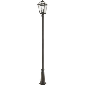 Talbot 3 Light 113.75 inch Oil Rubbed Bronze Outdoor Post Mounted Fixture in Seedy Glass