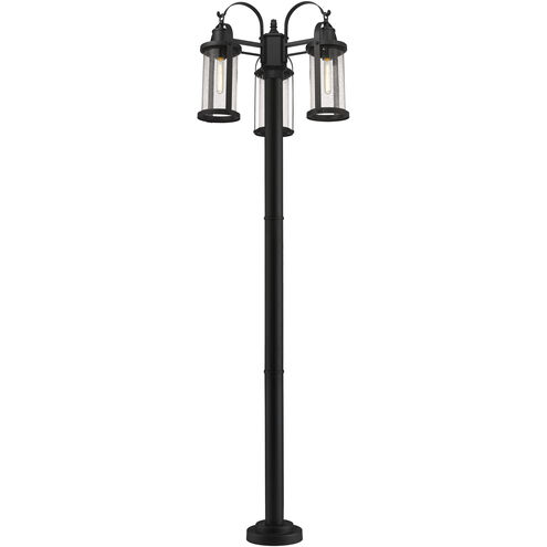 Roundhouse 3 Light 94.25 inch Black Outdoor Post Mounted Fixture