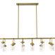 Calliope 12 Light 60 inch Foundry Brass Linear Chandelier Ceiling Light