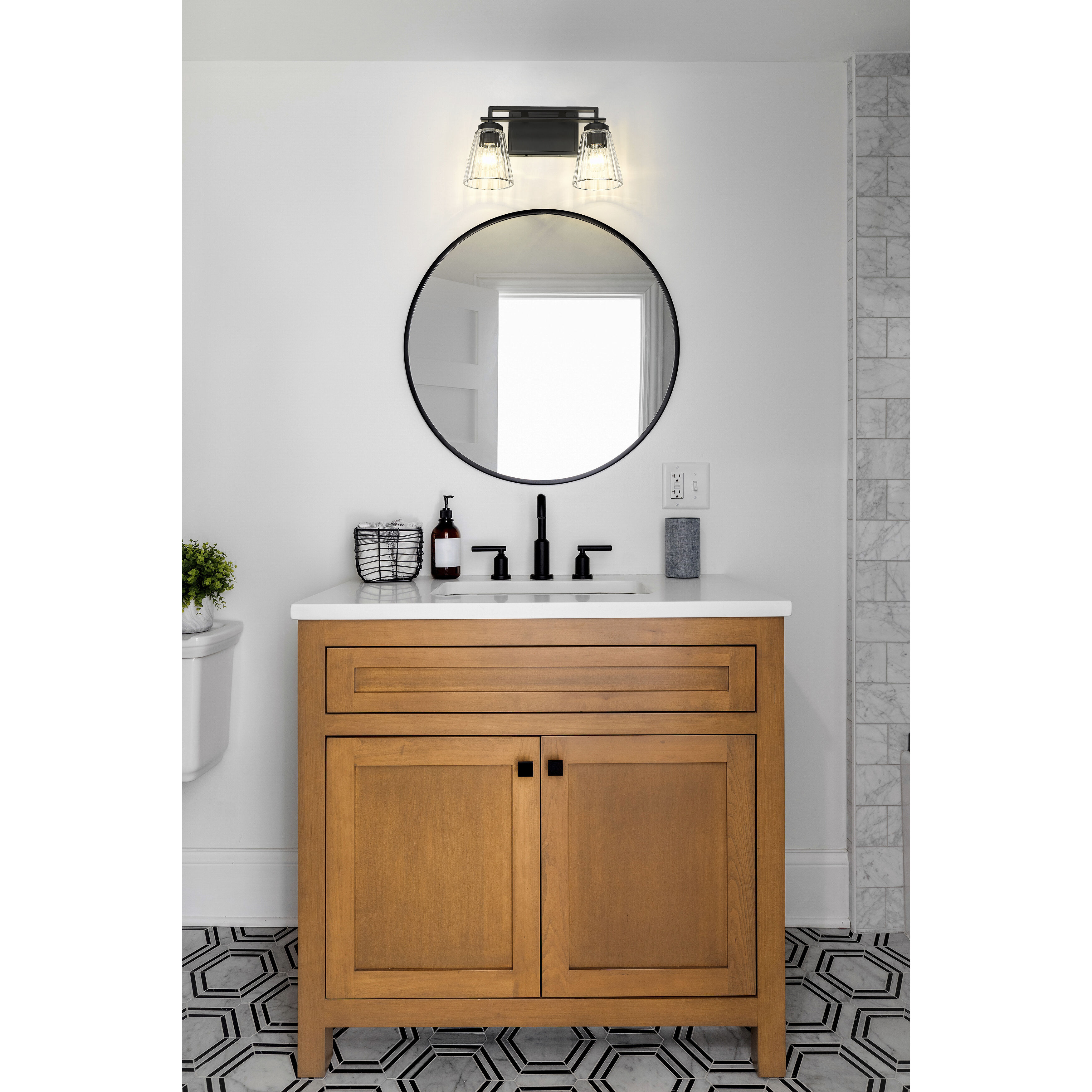 Lyna 2 Light 16 inch Matte Black Vanity Wall Light