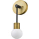 Neutra 1 Light 6 inch Matte Black and Foundry Brass Wall Sconce Wall Light