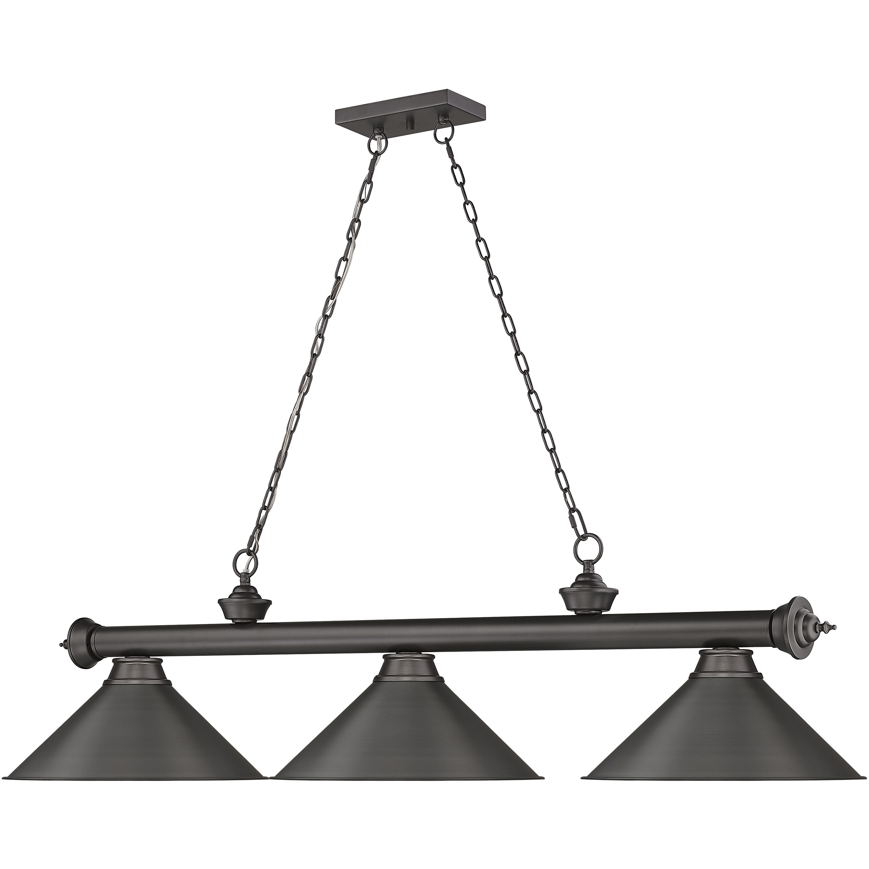 Cordon 3 Light 57.25 inch Bronze Billiard Ceiling Light in Bronze Steel