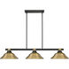 Bronte 3 Light 54.75 inch Matte Black and Rubbed Brass Billiard Light Ceiling Light