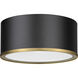 Arlo 2 Light 12.25 inch Matte Black and Rubbed Brass Flush Mount Ceiling Light