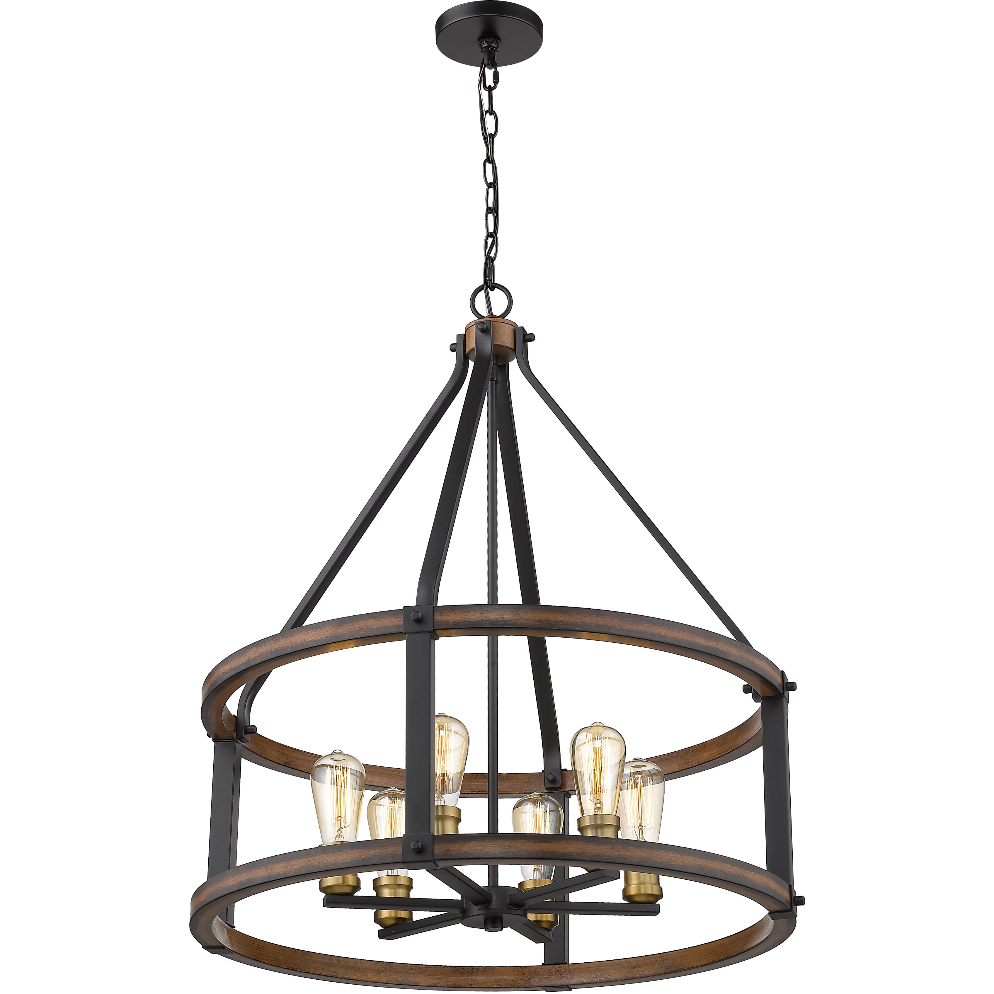 Kirkland 6 Light 25 inch Rustic Mahogany Chandelier Ceiling Light