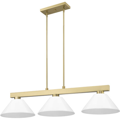 Cobalt 3 Light 49.75 inch Modern Gold Billiard Light Ceiling Light in White Plastic
