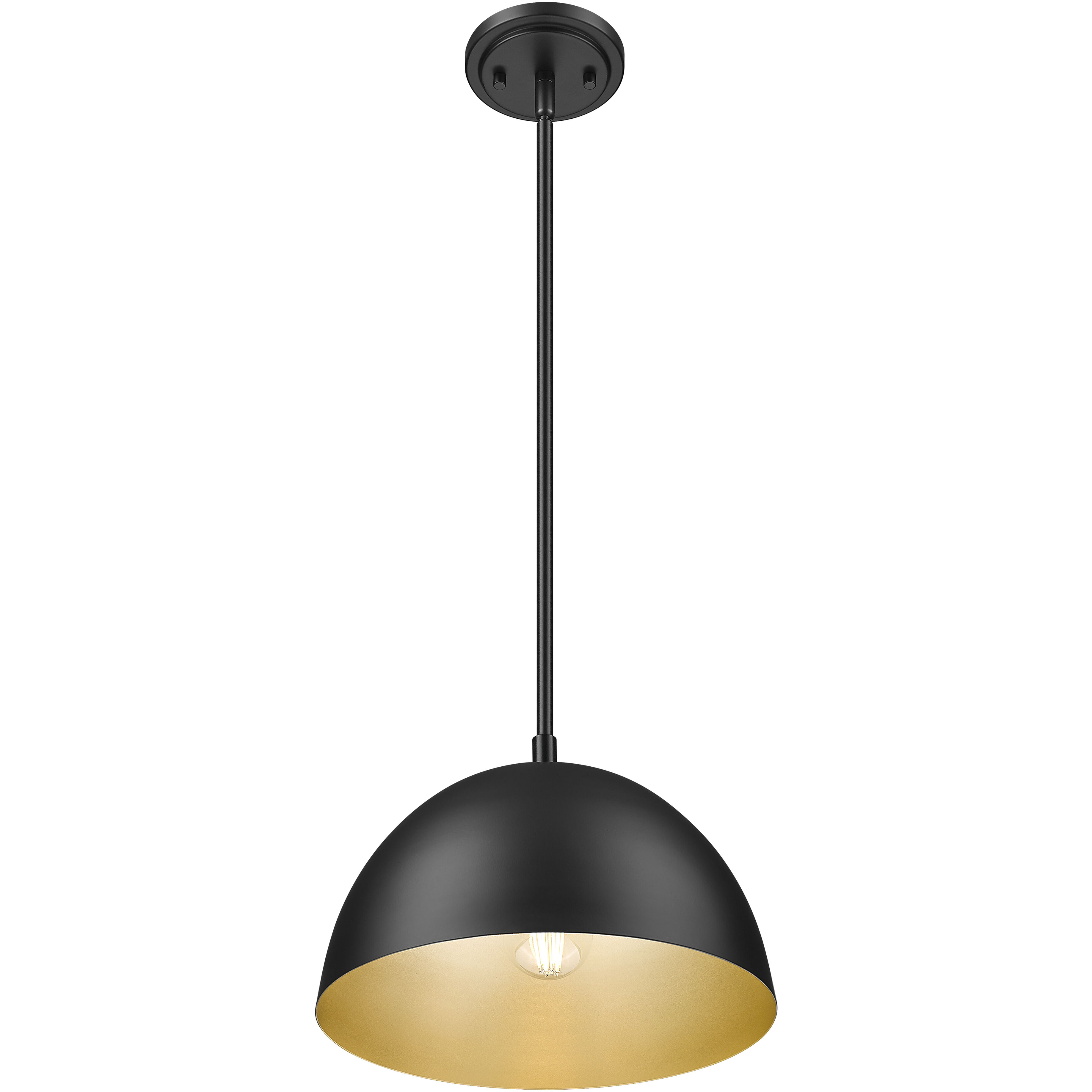 Vega 1 Light 12 inch Matte Black Pendant Ceiling Light
