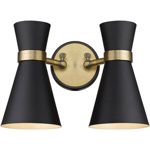 Soriano 2 Light 12 inch Matte Black/Heritage Brass Wall Sconce Wall Light