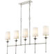 Emily 5 Light 51 inch Polished Nickel Linear Chandelier Ceiling Light