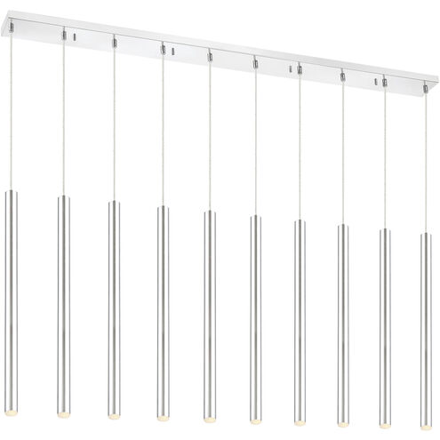 Forest LED 56.5 inch Chrome Linear Chandelier Ceiling Light in 10, 37, Chrome Steel