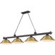 Cordon 4 Light 81.75 inch Bronze Billiard Ceiling Light in Rubbed Brass Metal