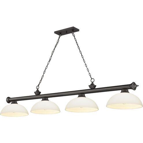 Cordon 4 Light 81.25 inch Bronze Billiard Ceiling Light in Matte Opal Glass