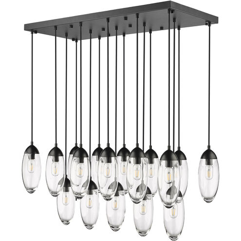 Arden 17 Light 42 inch Matte Black Linear Chandelier Ceiling Light