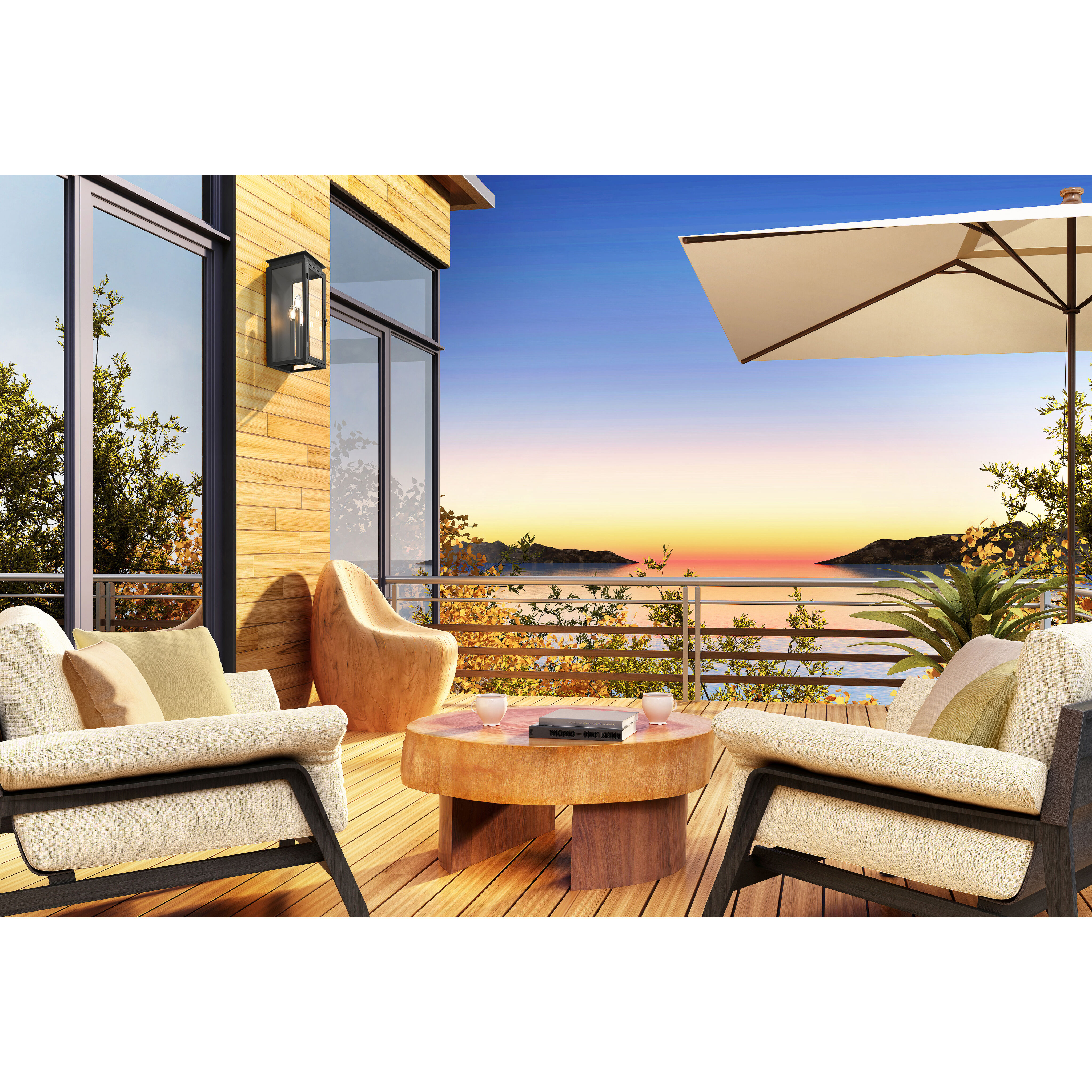 Nova 3 Light 20.5 inch Black Outdoor Wall Light