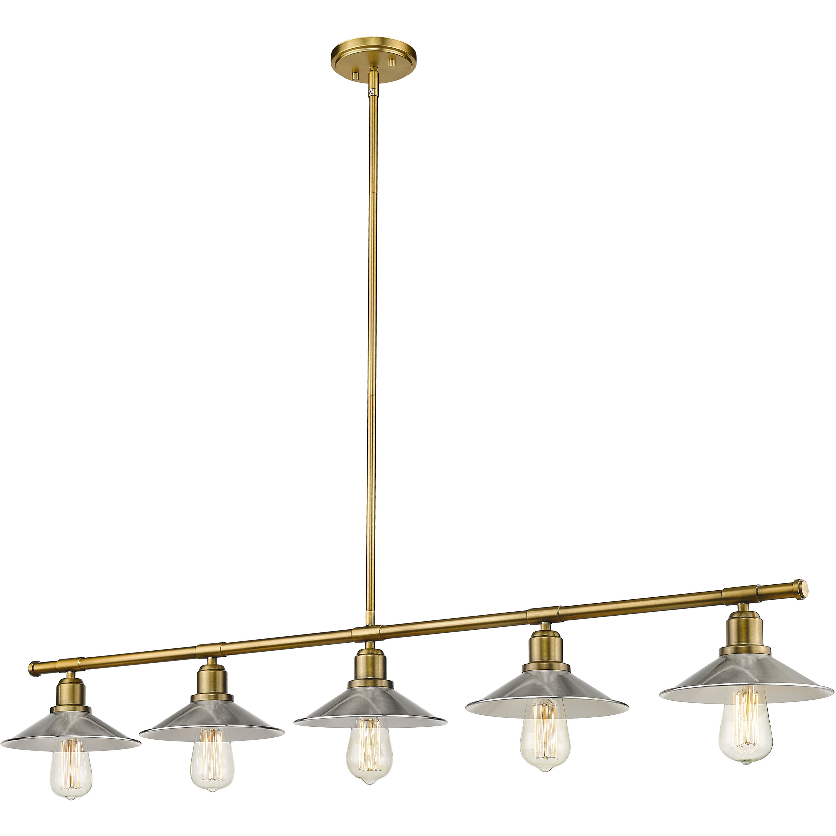 Casa 5 Light 51.5 inch Factory Brass Linear Chandelier Ceiling Light in Brushed Nickel Steel