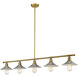 Casa 5 Light 51.5 inch Factory Brass Linear Chandelier Ceiling Light in Brushed Nickel Steel