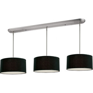 Albion 9 Light 60 inch Brushed Nickel Linear Chandelier Ceiling Light in Black Fabric