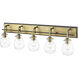 Kraken 5 Light 38 inch Matte Black and Olde Brass Vanity Wall Light