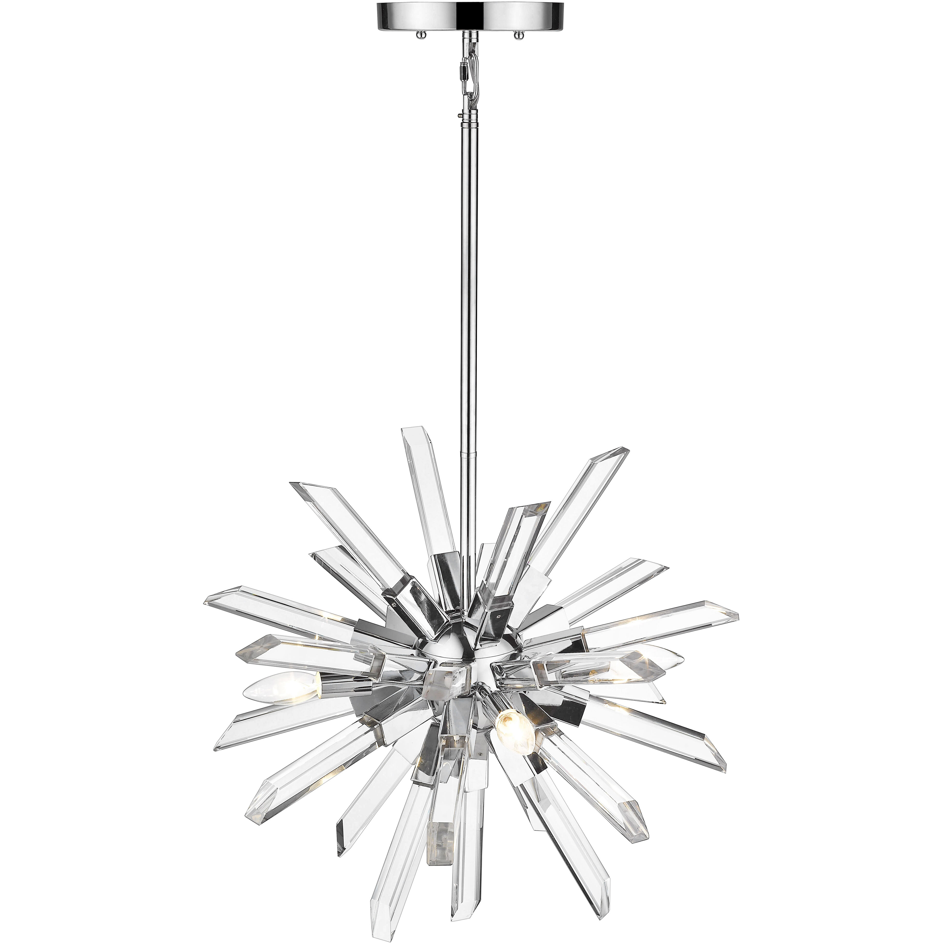 Burst 4 Light 21 inch Chrome Chandelier Ceiling Light in 24