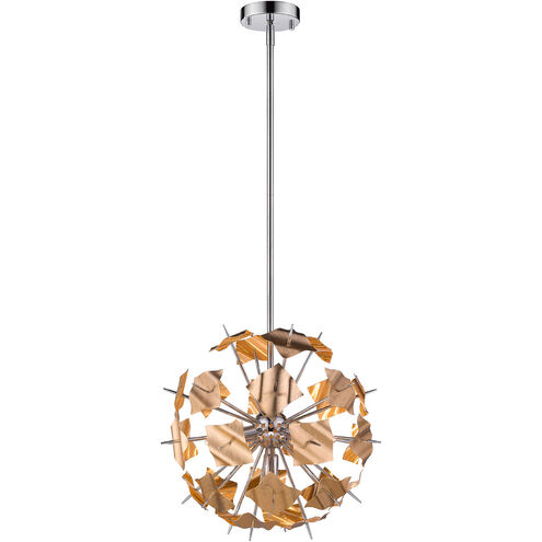 Branam 5 Light 18 inch Chrome/Champagne Pendant Ceiling Light in 7, Chrome and Champagne