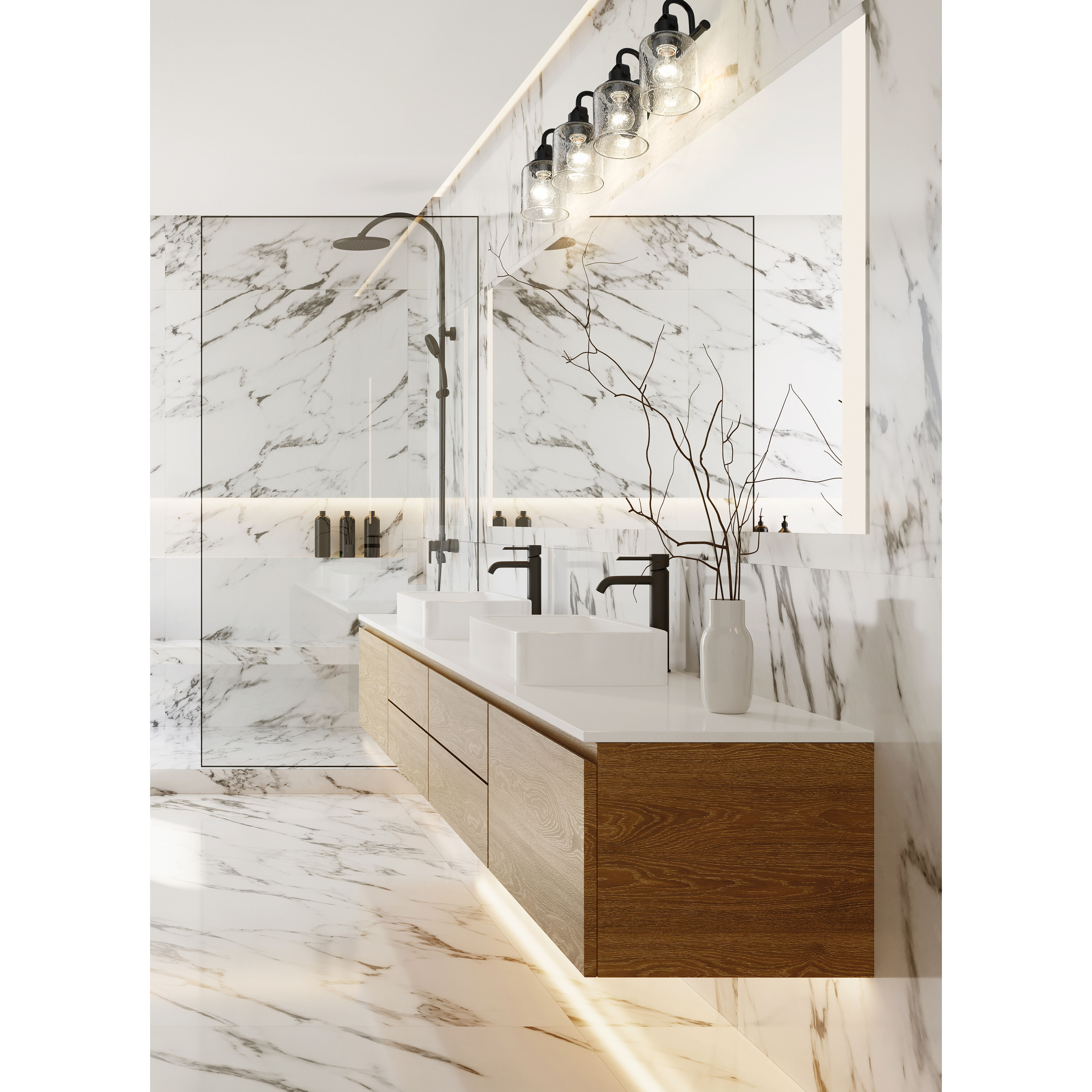 Kinsley 4 Light 28 inch Matte Black Bath Vanity Wall Light