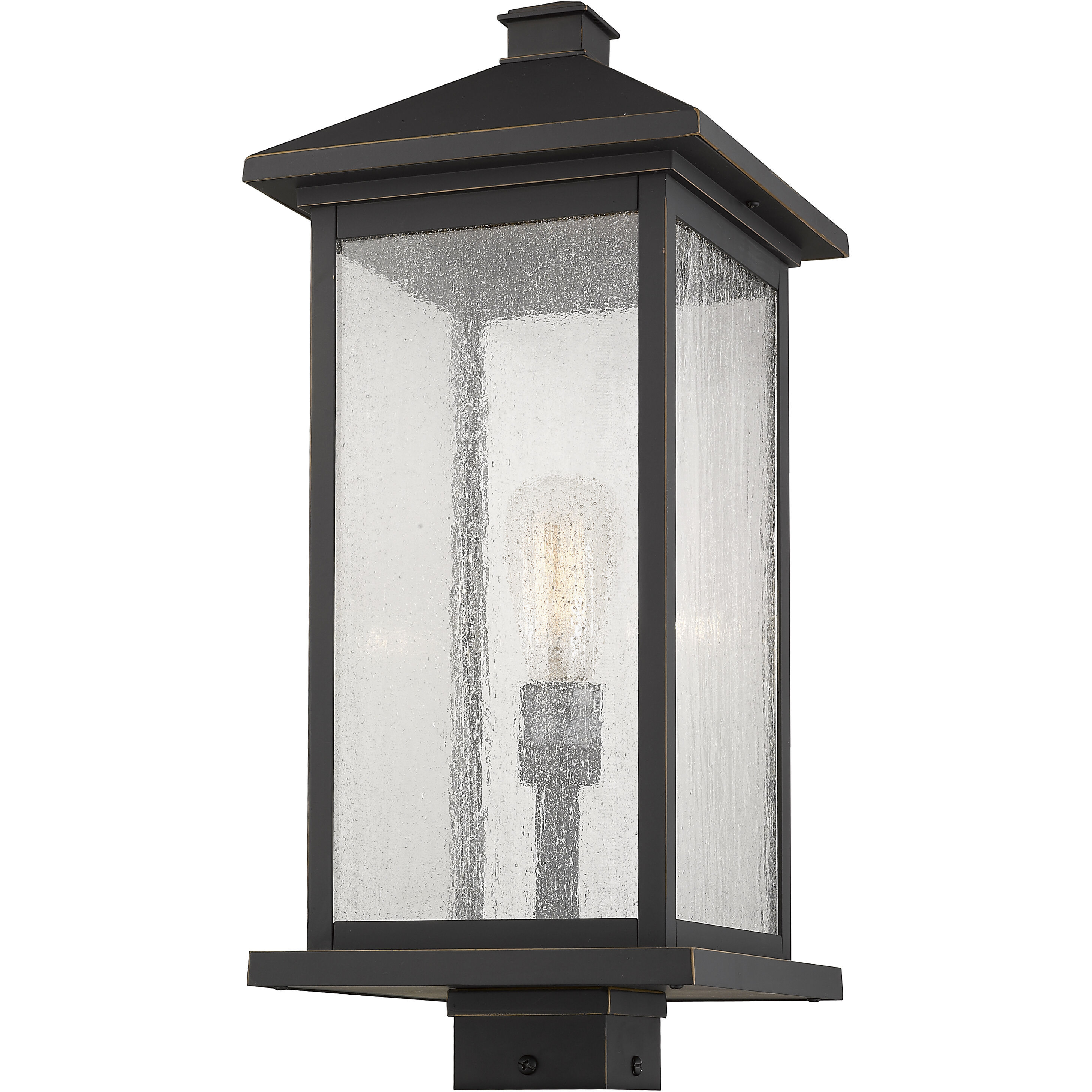 Portland 1 Light 22.5 inch Oil Rubbed Bronze Outdoor Post Mount Fixture in Clear Seedy Glass, 12