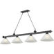 Cordon 4 Light 81.25 inch Bronze Plate Billiard Ceiling Light in White Linen Glass