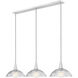 Lunelle 3 Light 52 inch Brushed Nickel Linear Chandelier Ceiling Light