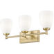 Oren 3 Light 24 inch Modern Gold Bath Vanity Light Wall Light