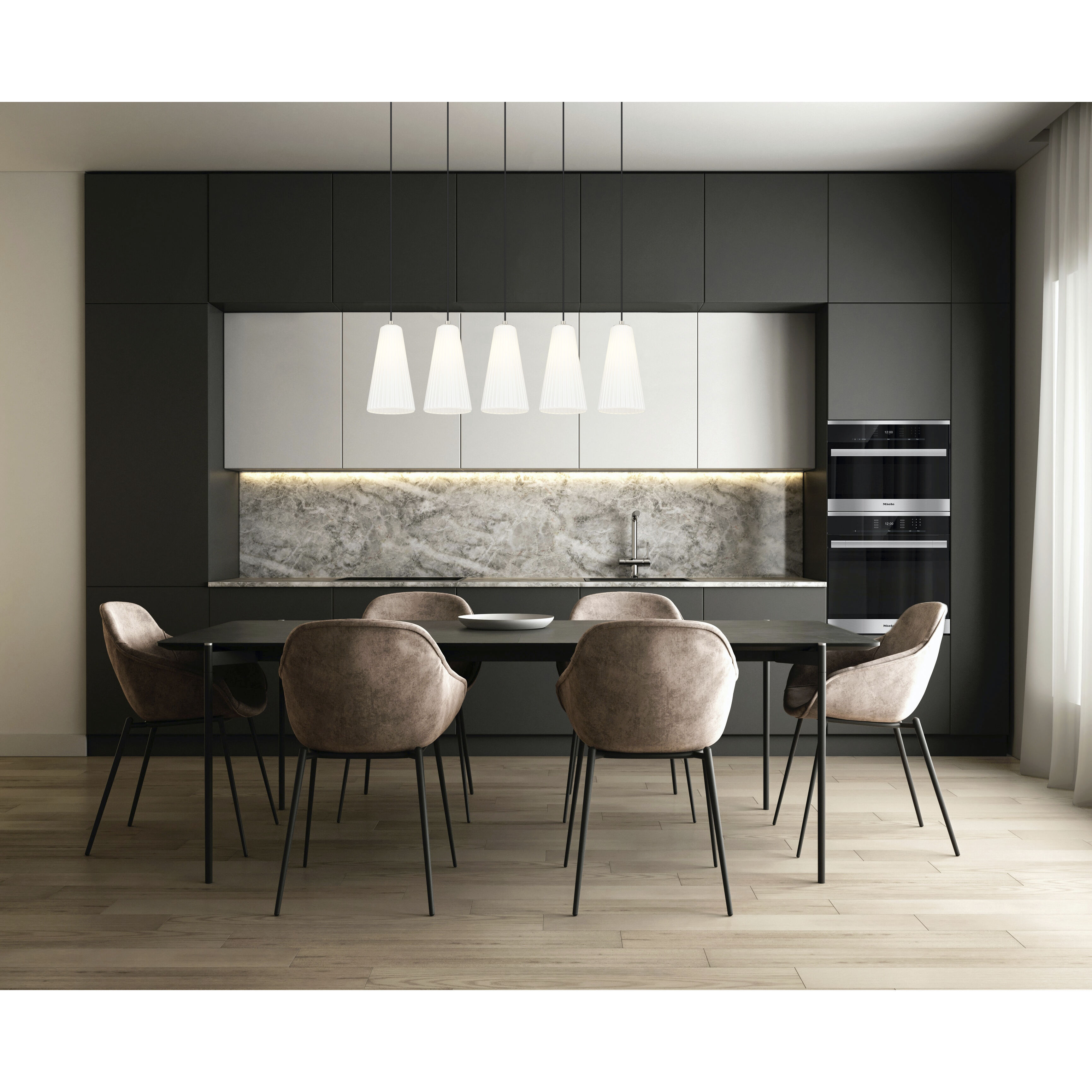 Farrell 5 Light 42 inch Brushed Nickel Linear Chandelier Ceiling Light