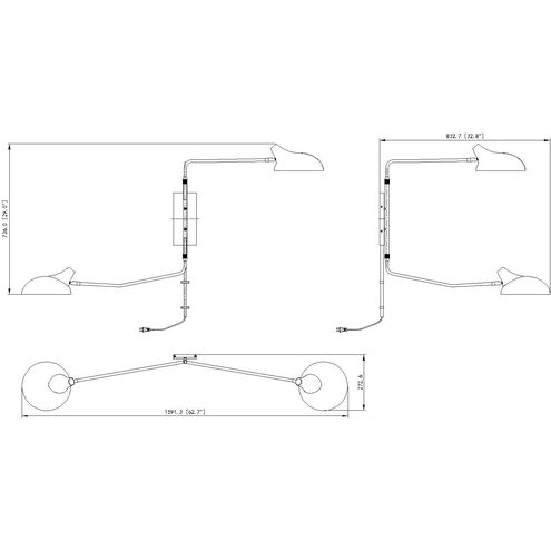 Bellamy 2 Light 62.75 inch Matte Black Wall Sconce Wall Light