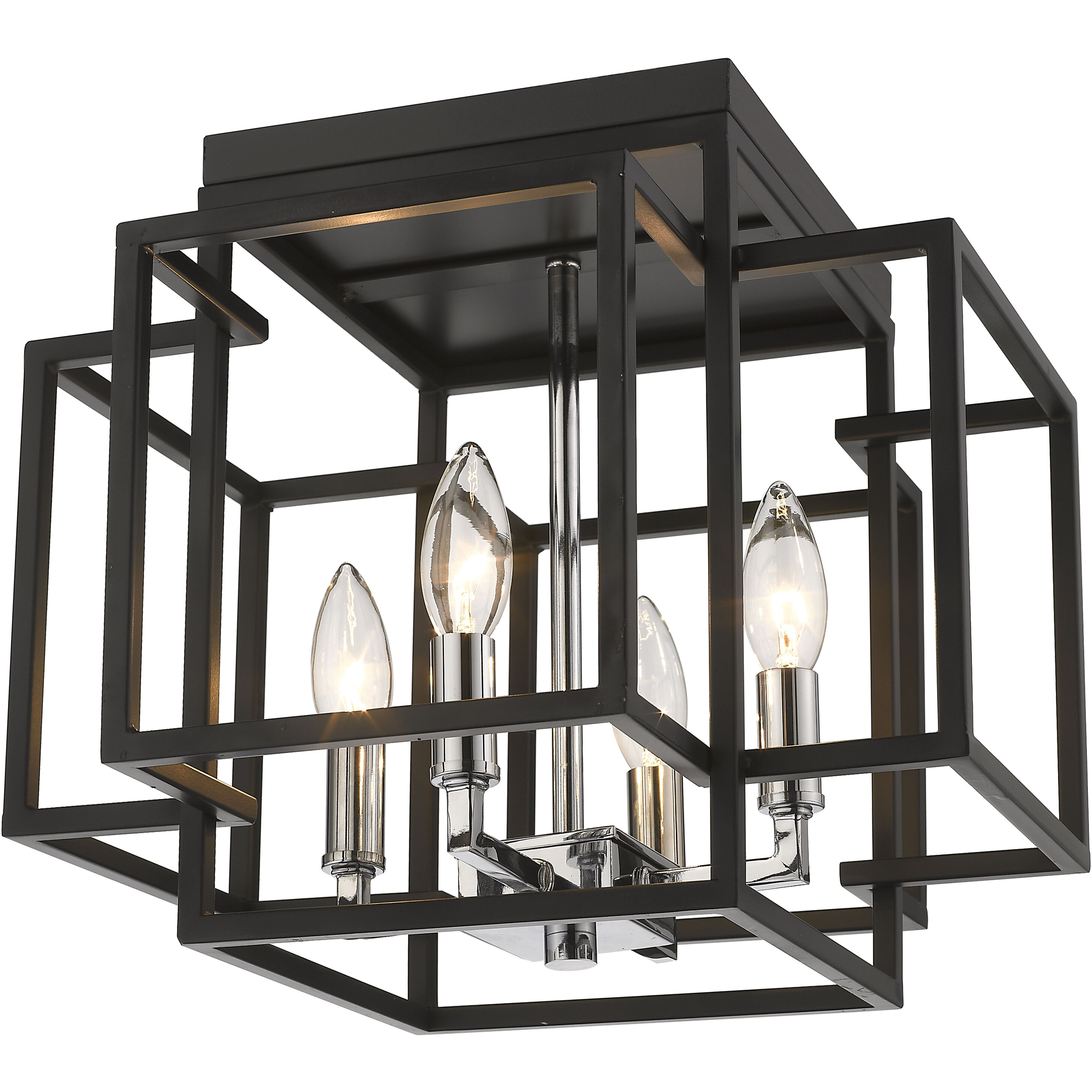 Titania 4 Light 14 inch Black and Chrome Flush Mount Ceiling Light in 5.5