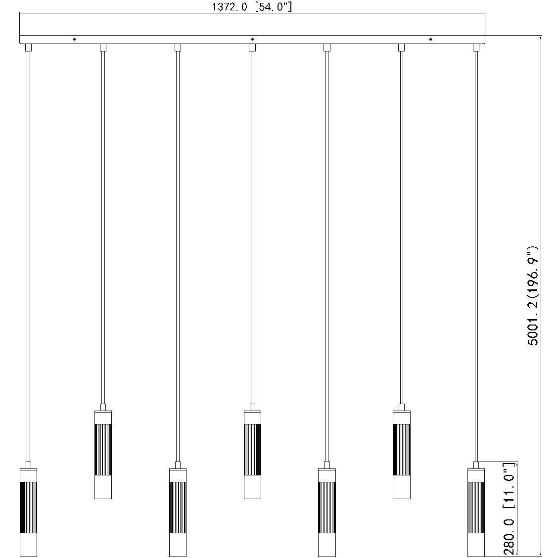 Stari Linear Chandelier Ceiling Light in Matte Black